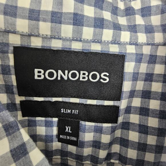 NEW Bonobos Dress Shirt Blue White Checker Button Down Shirt Men XL Slim Fit - Picture 6 of 9